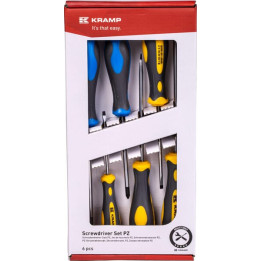 Zestaw wkrętaków płaskich i krzyżowych PZ 6 el Kramp 1808030606KR - widok z przodu