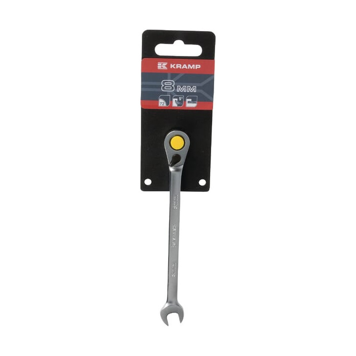 Klucz płasko-oczkowy z grzechotką 8 mm Kramp 1802030008KR - widok z przodu