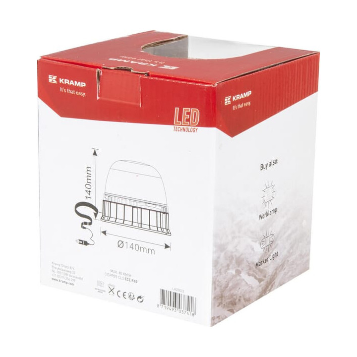 Lampa błyskowa LED 24W 12/24V na magnes z wtyczką Kramp LA20022 - widok w opakowaniu z tyłu