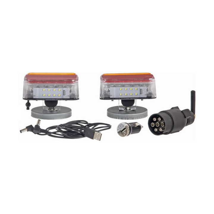 Zestaw lamp bezprzewodowych LED 12V na magnes 7-pin Kramp LA60025 - widok z boku