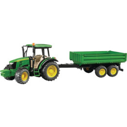 Ciągnik John Deere 5115M z przyczepą Bruder 02108 - widok z przodu