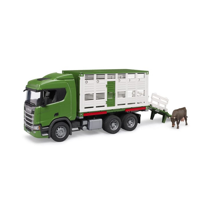Ciężarówka Scania Super 560R do transportu bydła Bruder 03548 - widok z przodu