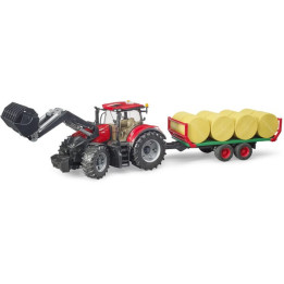 Ciągnik Case IH Optum 300 CVX z ładowaczem i przyczepą Bruder 03198 - widok z przodu