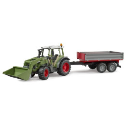 Ciągnik Fendt Vario 211 z ładowaczem czołowym i przyczepą Bruder 02182 - widok z przodu