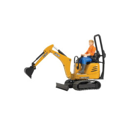 Minikoparka JCB 8010 z kierowcą Bruder 62002 - widok z przodu
