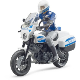 Motocykl policyjny Scrambler Ducati z figurką policjanta Bruder 62731 - widok z przodu