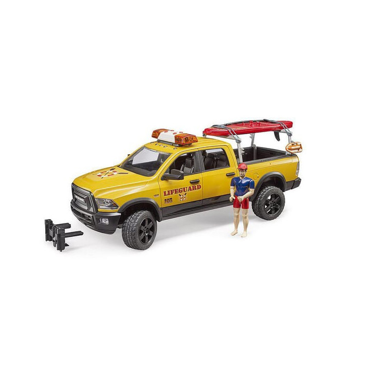 Samochód RAM 2500 Power Wagon Life Guard z ratownikiem i akcesoriami Bruder 02506 - widok z przodu